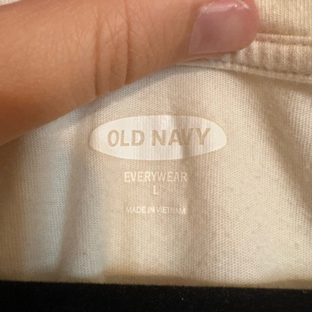 Old Navy Everywear White/Teal Striped Long Sleeve Top - Picture 2 of 4